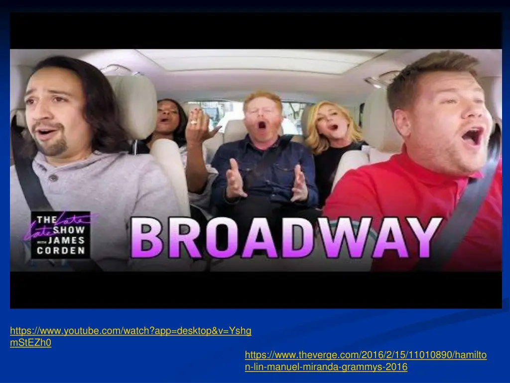 broadway carpool karaoke ft hamilton more