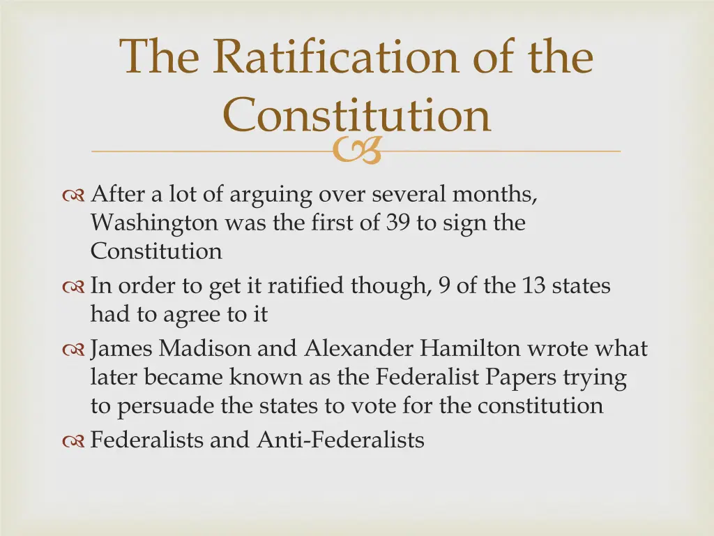 the ratification of the constitution