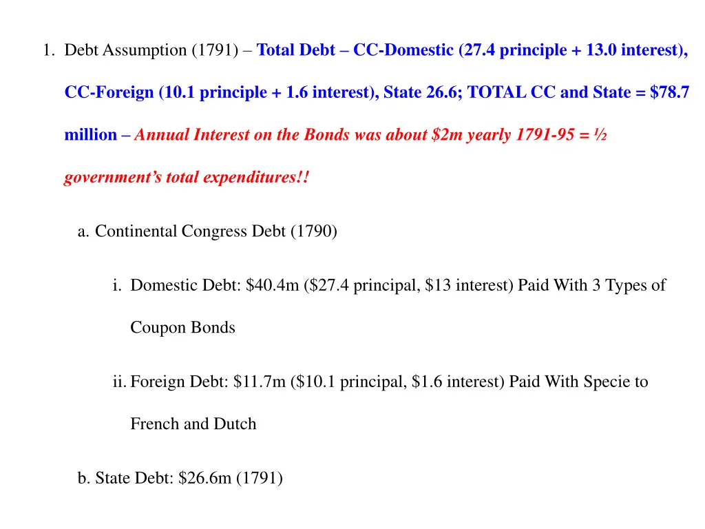 1 debt assumption 1791 total debt cc domestic