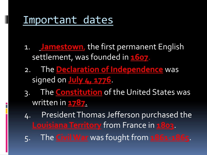 important dates