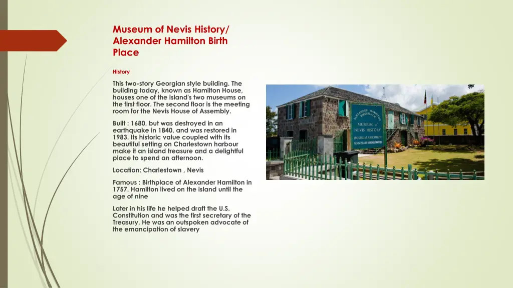 museum of nevis history alexander hamilton birth