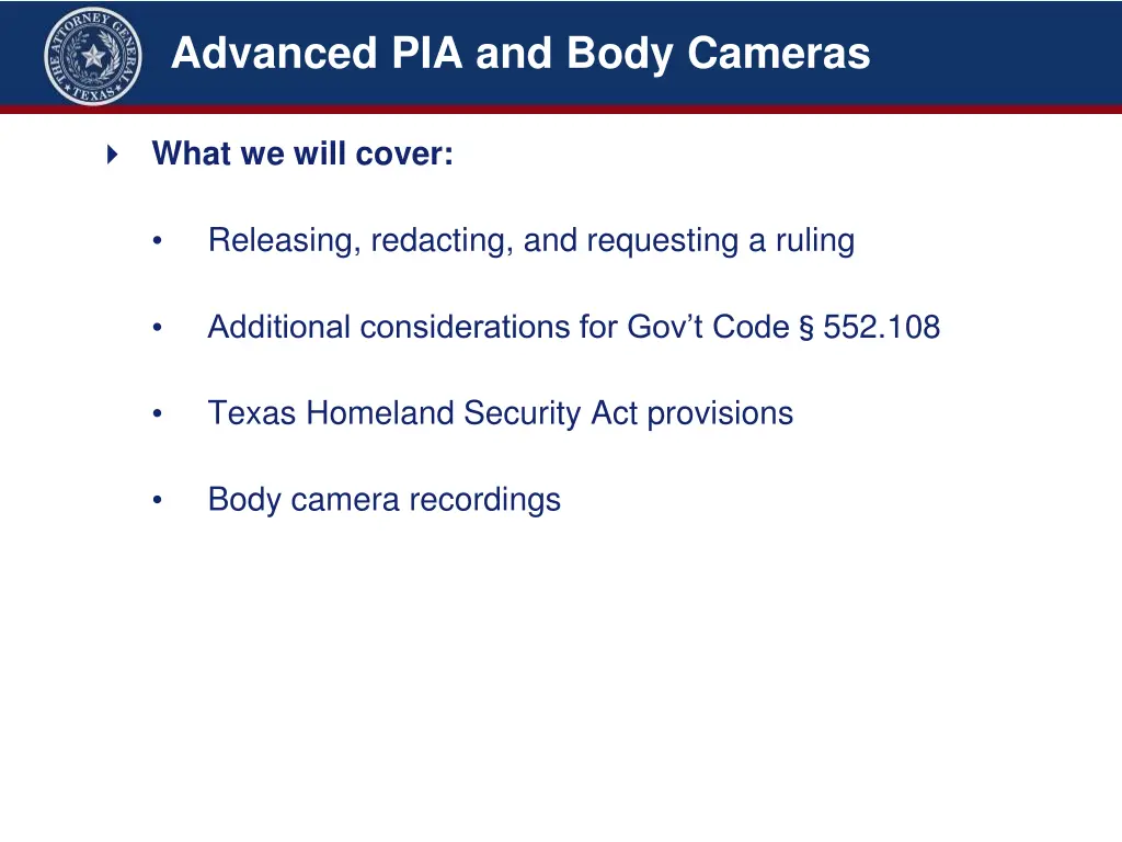 advanced pia and body cameras