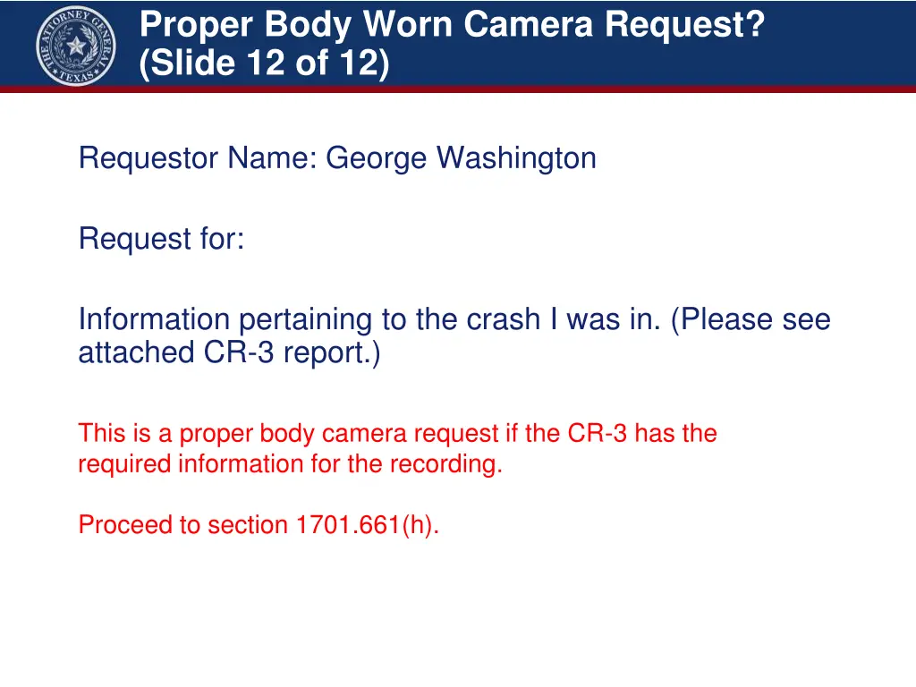 proper body worn camera request slide 12 of 12