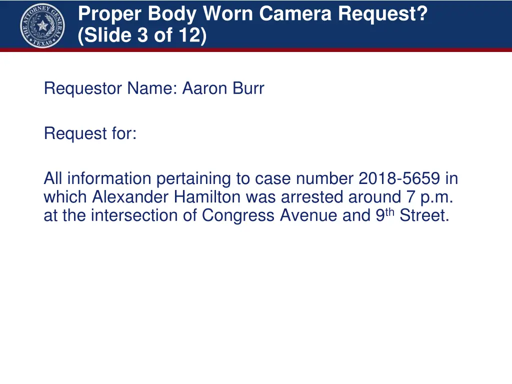 proper body worn camera request slide 3 of 12