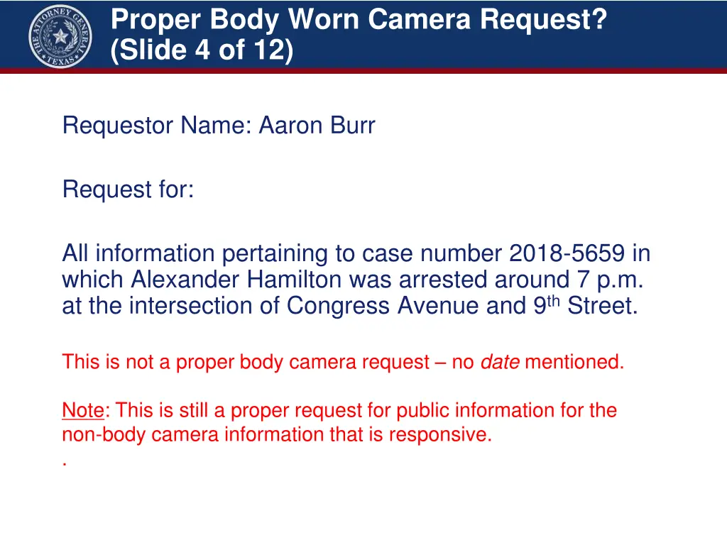 proper body worn camera request slide 4 of 12