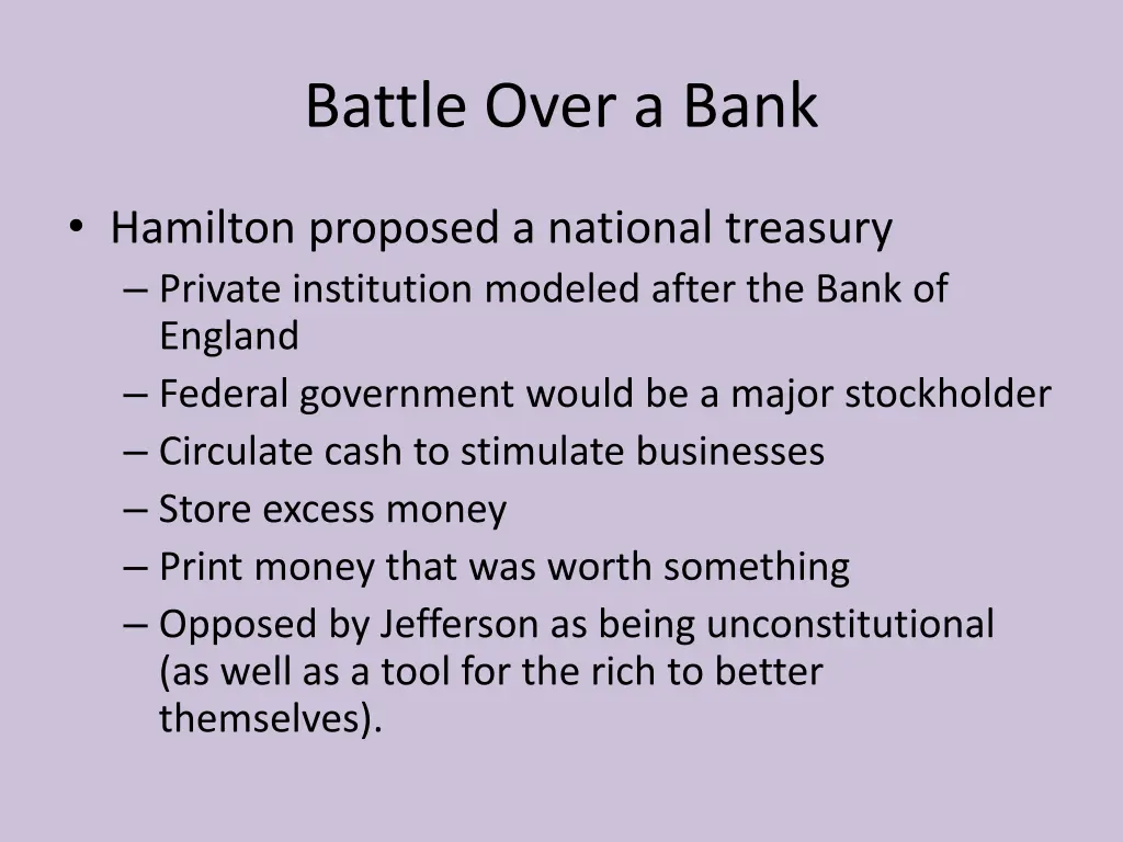 battle over a bank