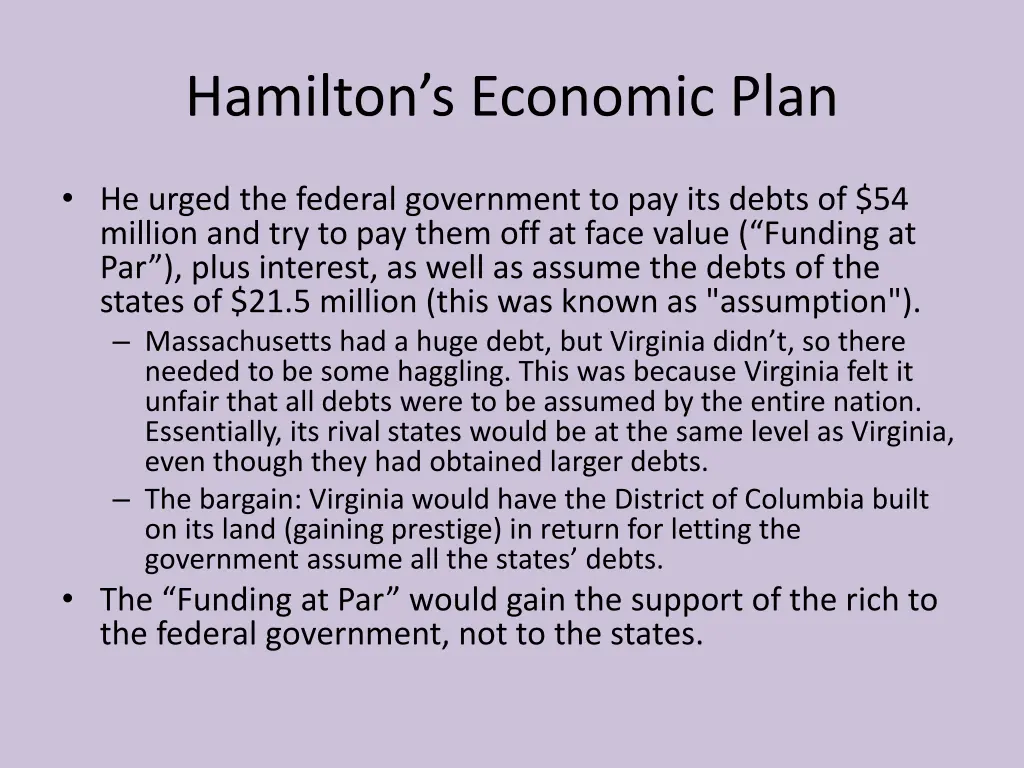 hamilton s economic plan