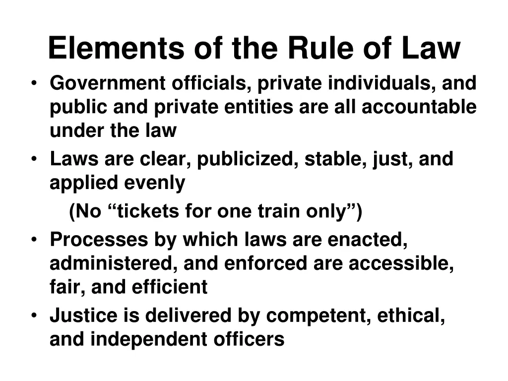 elements of the rule of law government officials