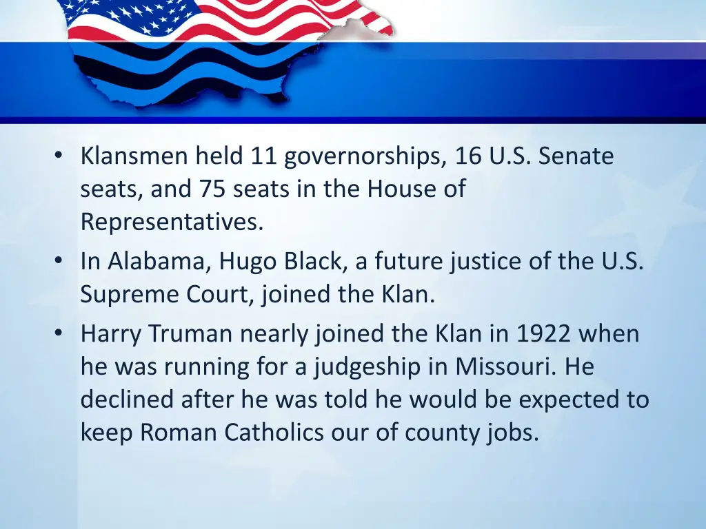 klansmen held 11 governorships 16 u s senate