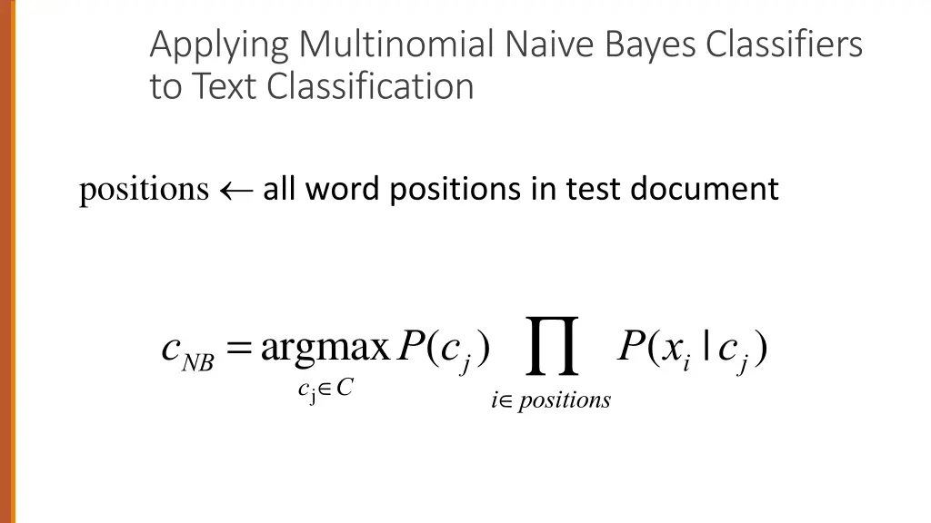 applying multinomial naive bayes classifiers