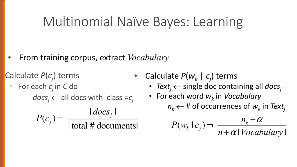 multinomial na ve bayes learning