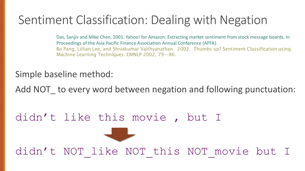 sentiment classification dealing with negation 1