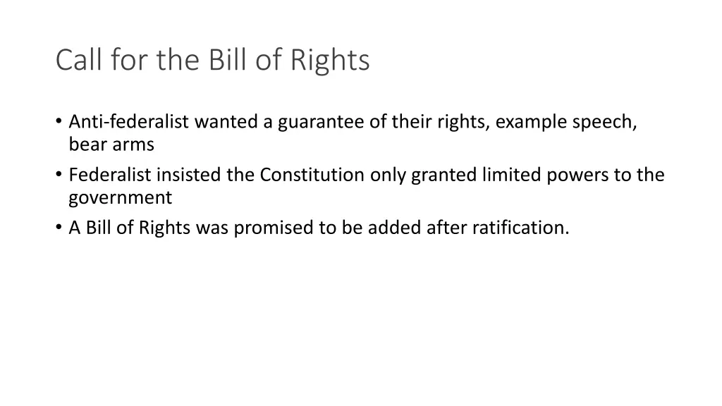 call for the bill of rights