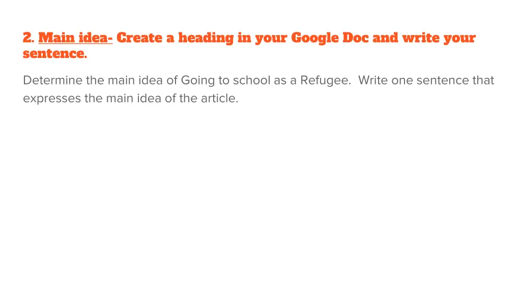 2 main idea create a heading in your google