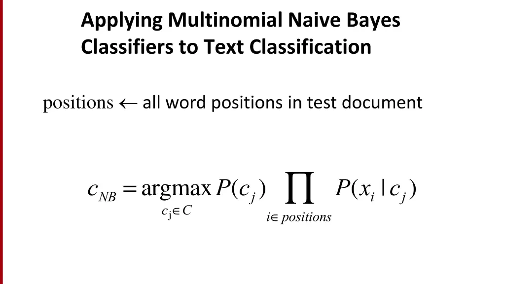 applying multinomial naive bayes classifiers