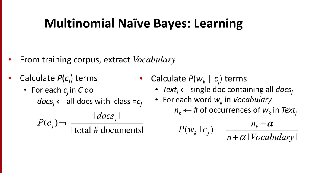 multinomial na ve bayes learning