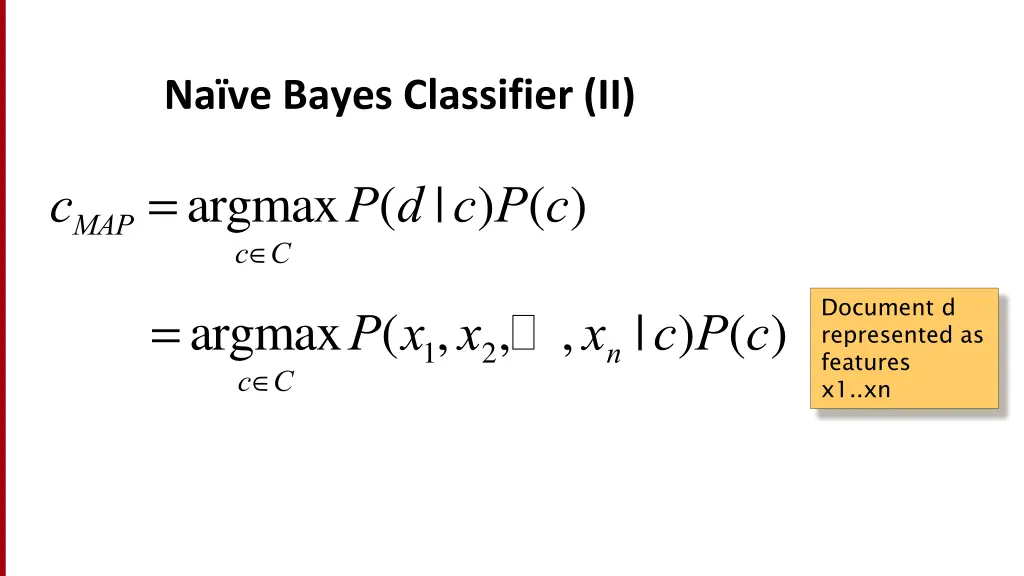 na ve bayes classifier ii