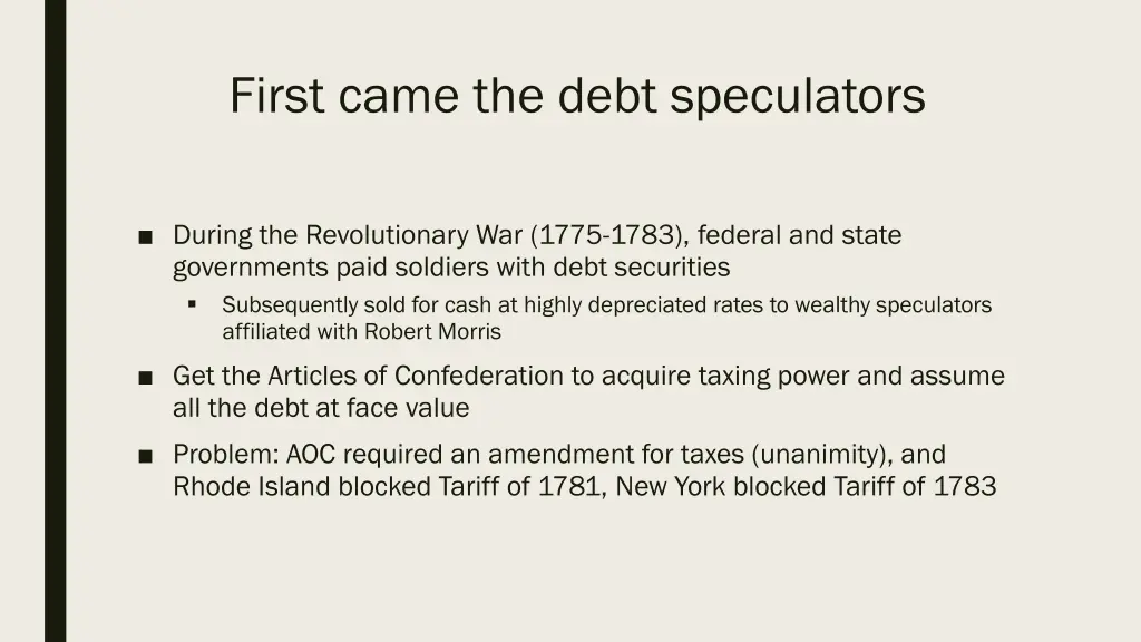 first came the debt speculators