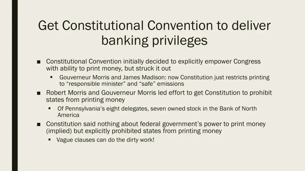 get constitutional convention to deliver banking