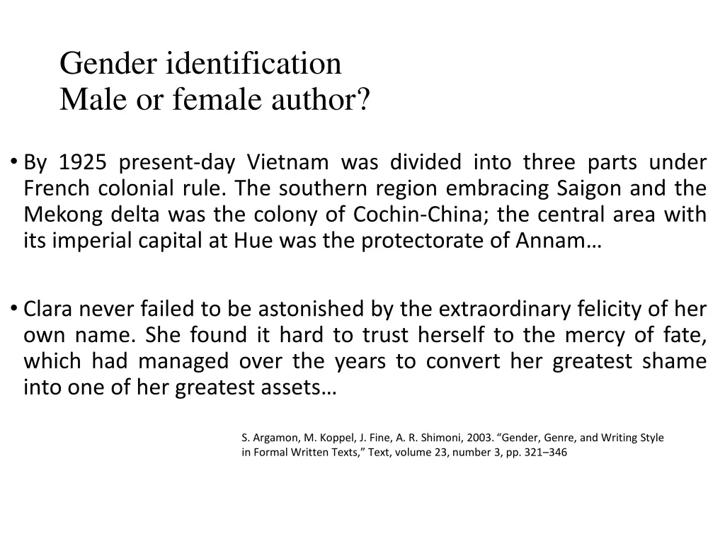 gender identification male or female author