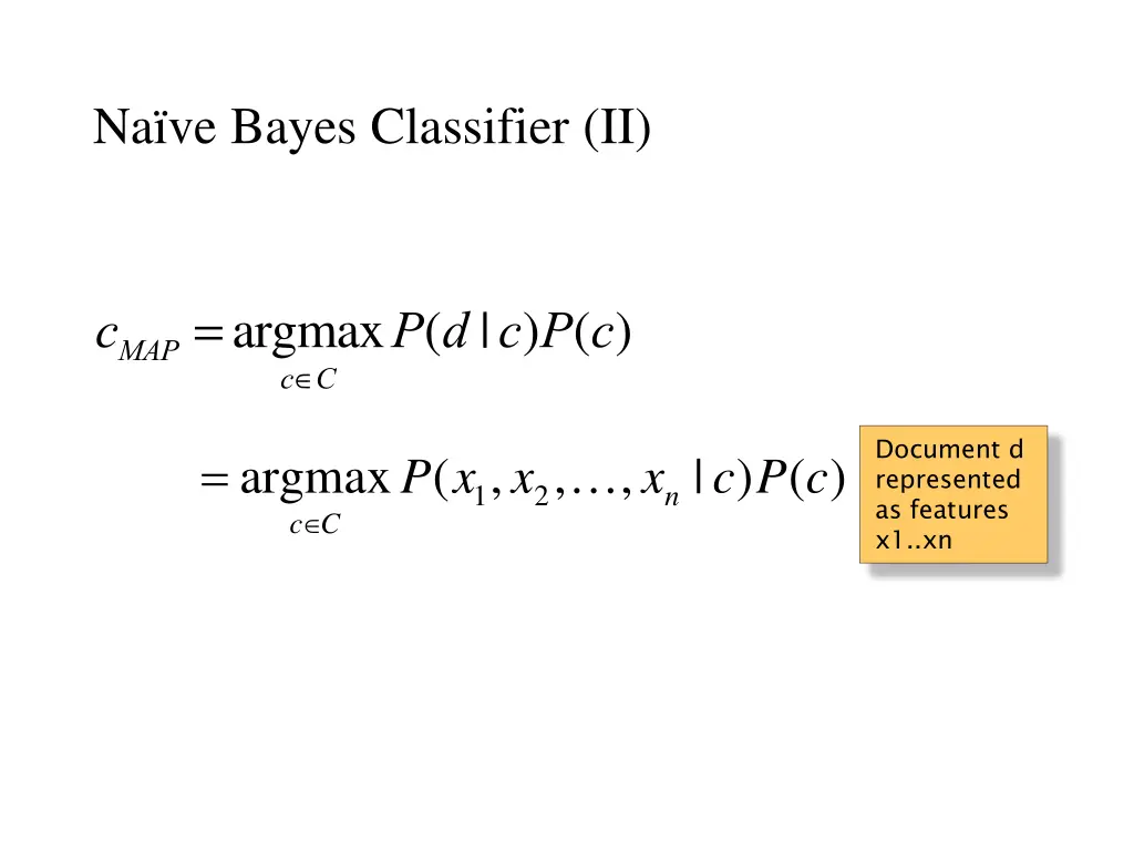 na ve bayes classifier ii