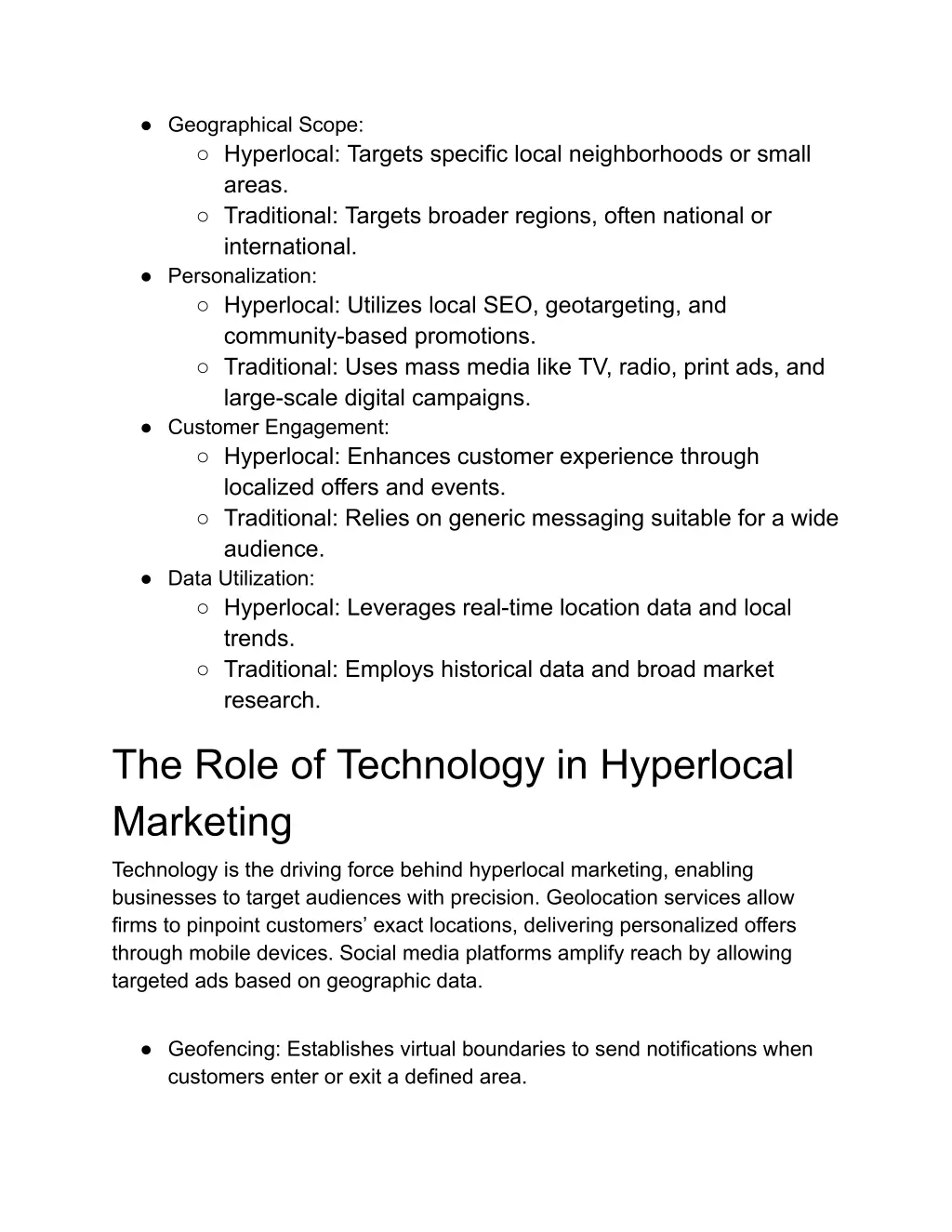 geographical scope hyperlocal targets specific