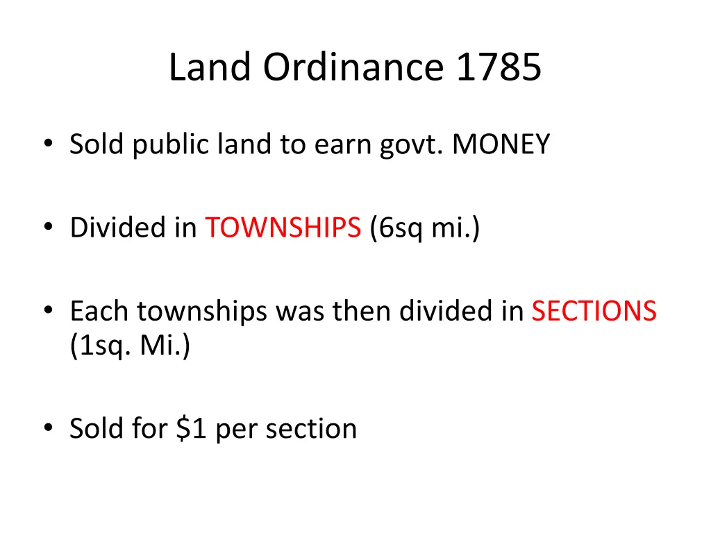 land ordinance 1785