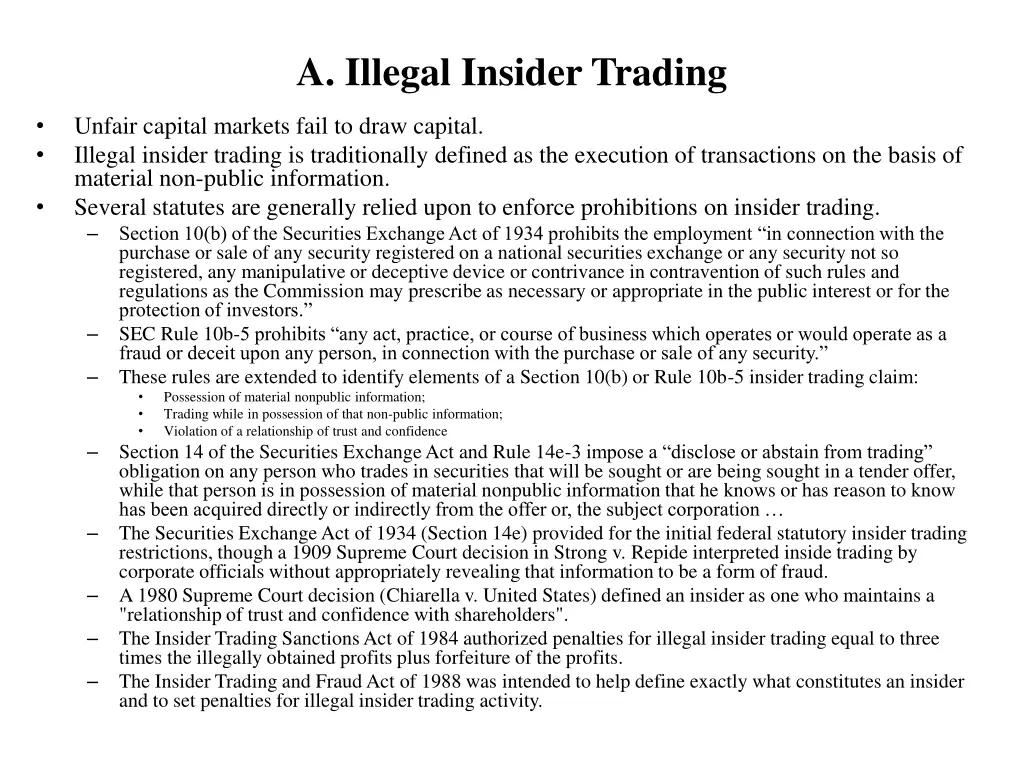 a illegal insider trading