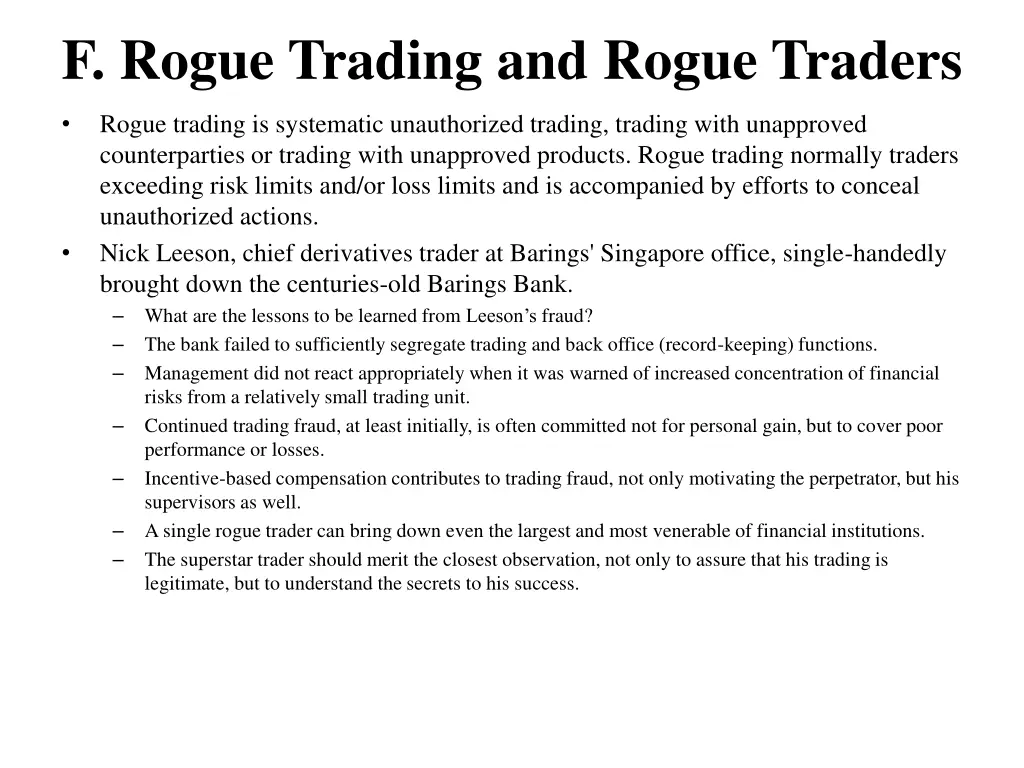 f rogue trading and rogue traders