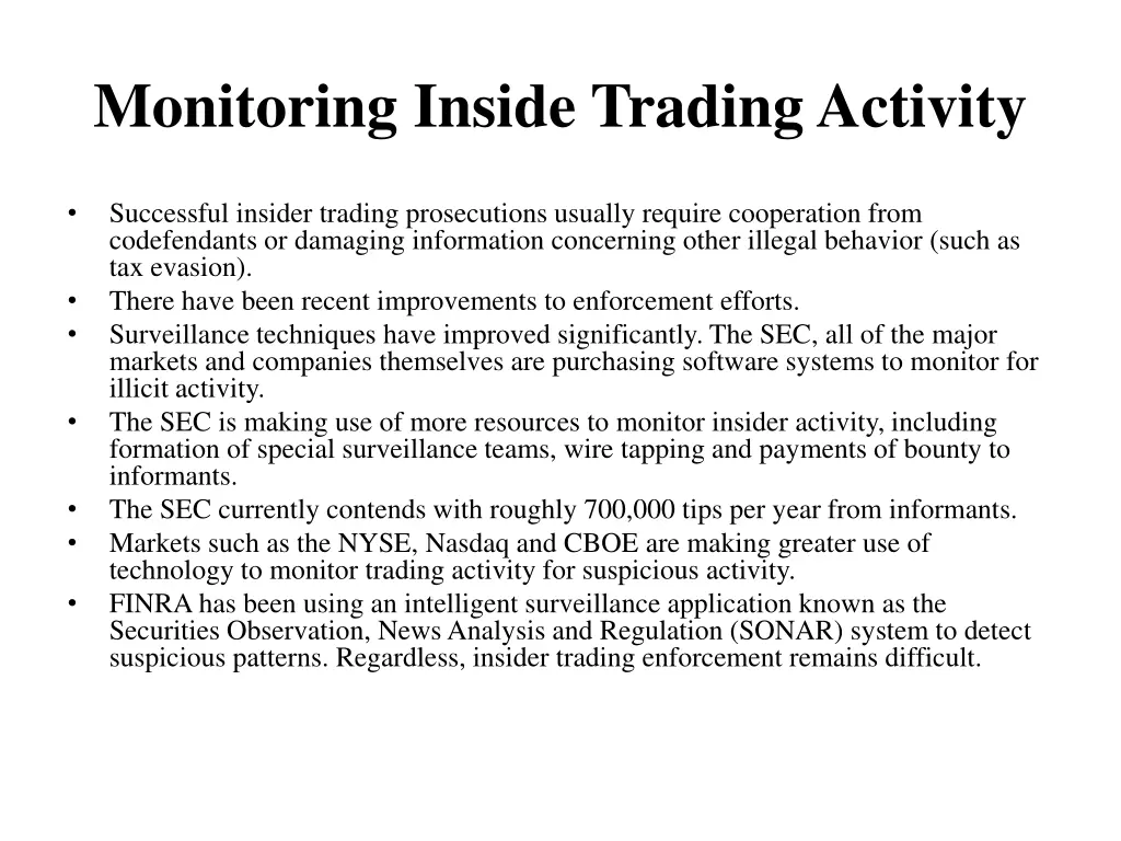 monitoring inside trading activity