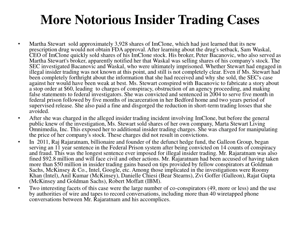 more notorious insider trading cases