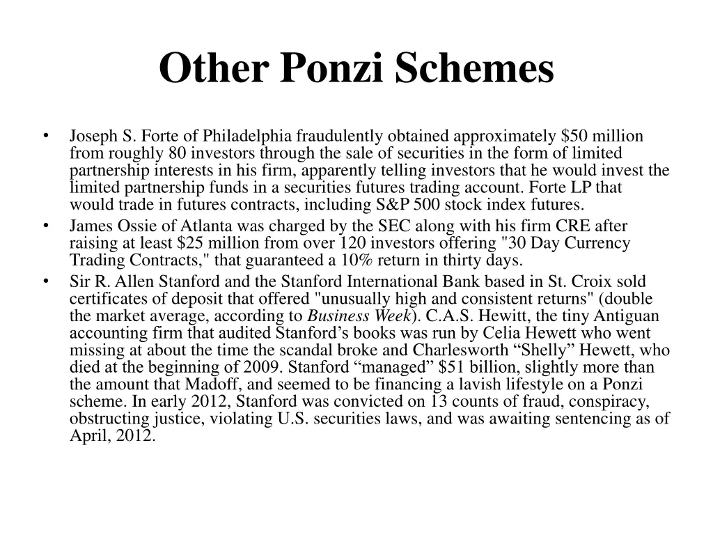 other ponzi schemes