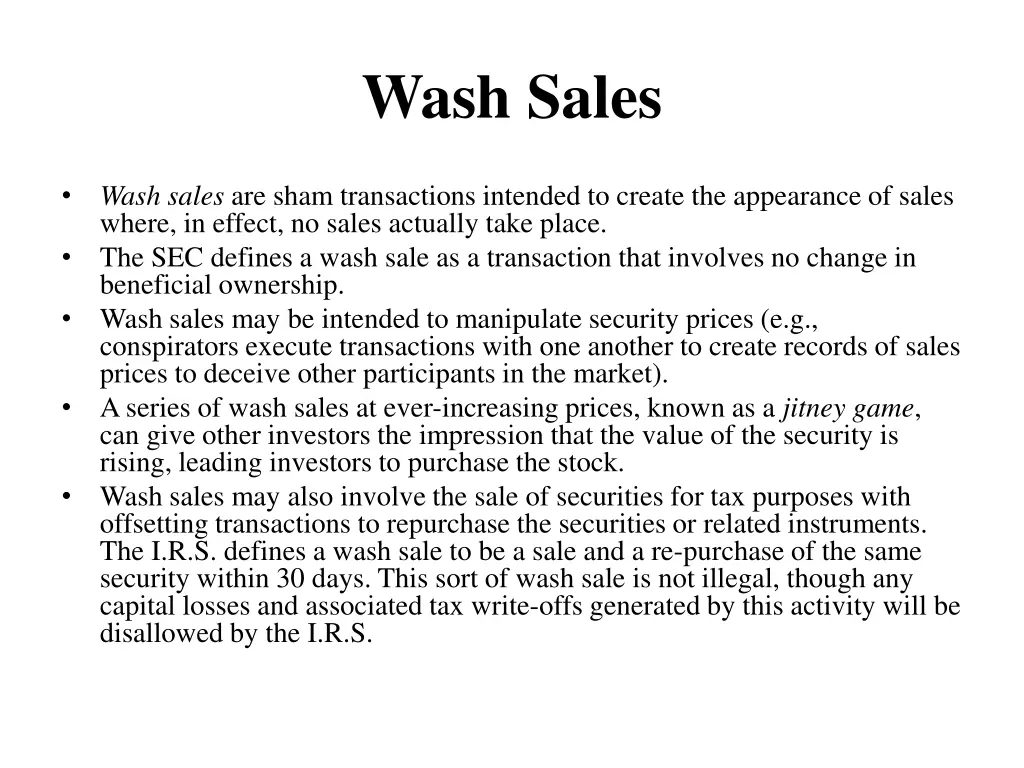 wash sales