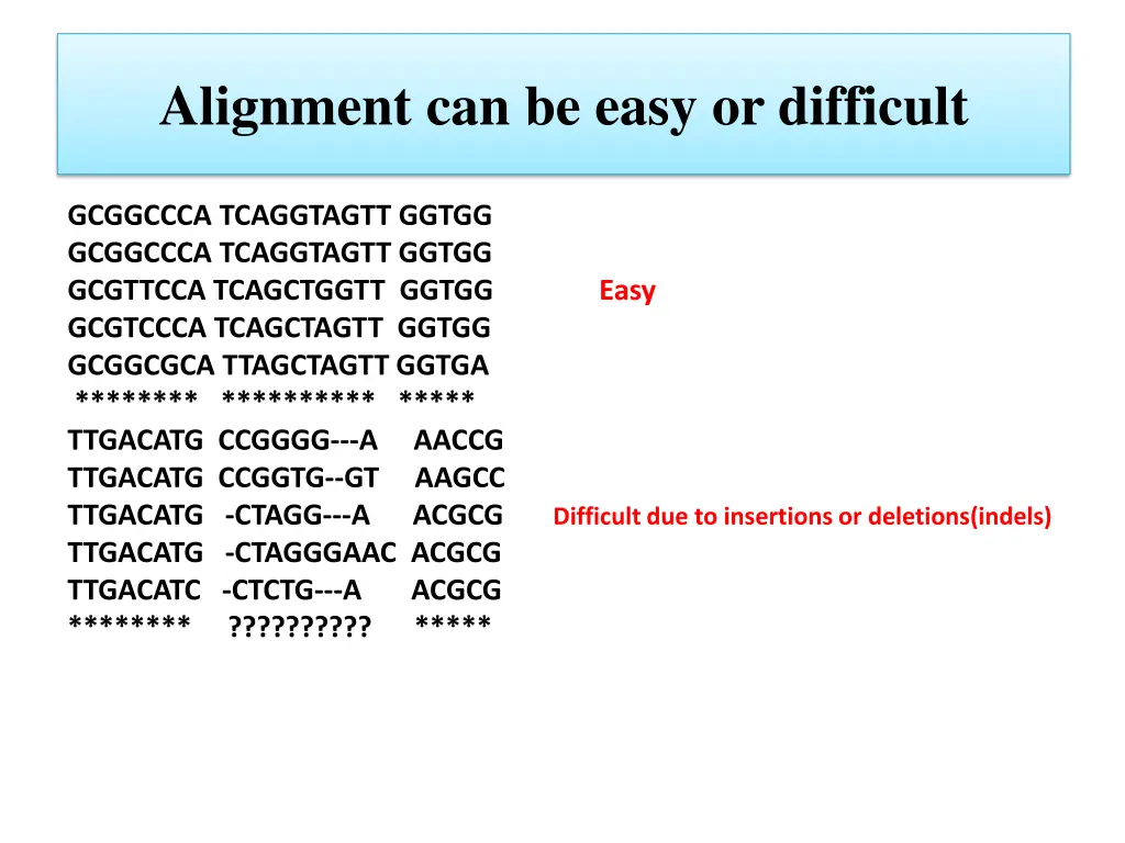 alignment can be easy or difficult