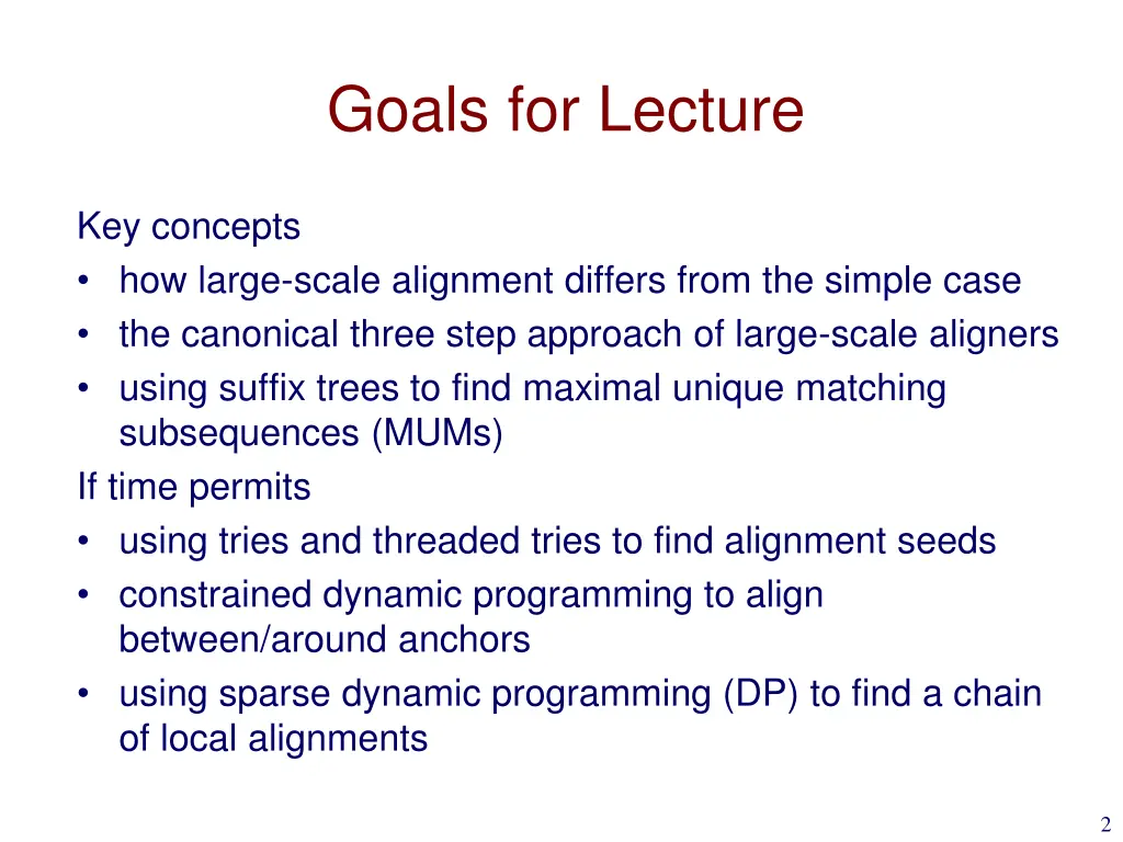 goals for lecture