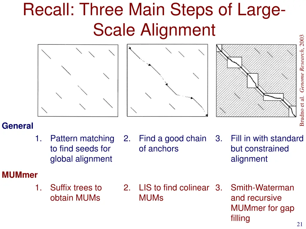 recall three main steps of large scale alignment