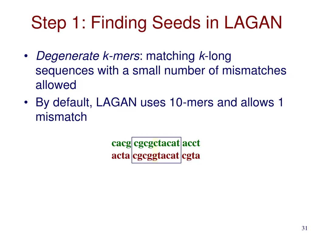 step 1 finding seeds in lagan