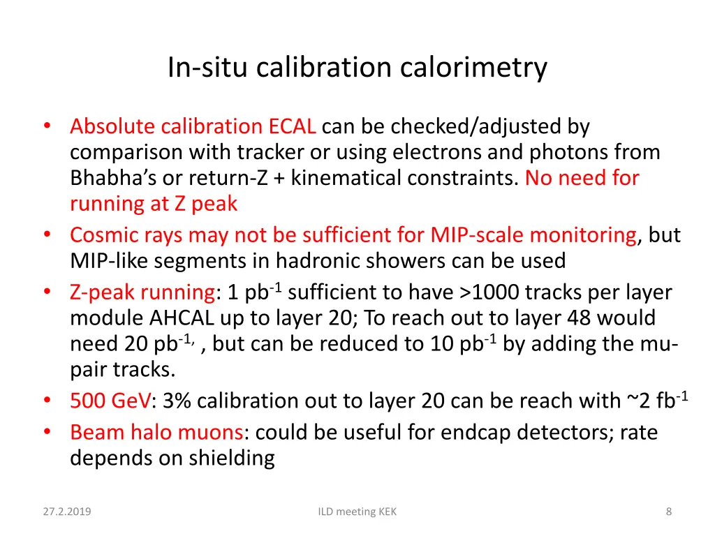 in situ calibration calorimetry