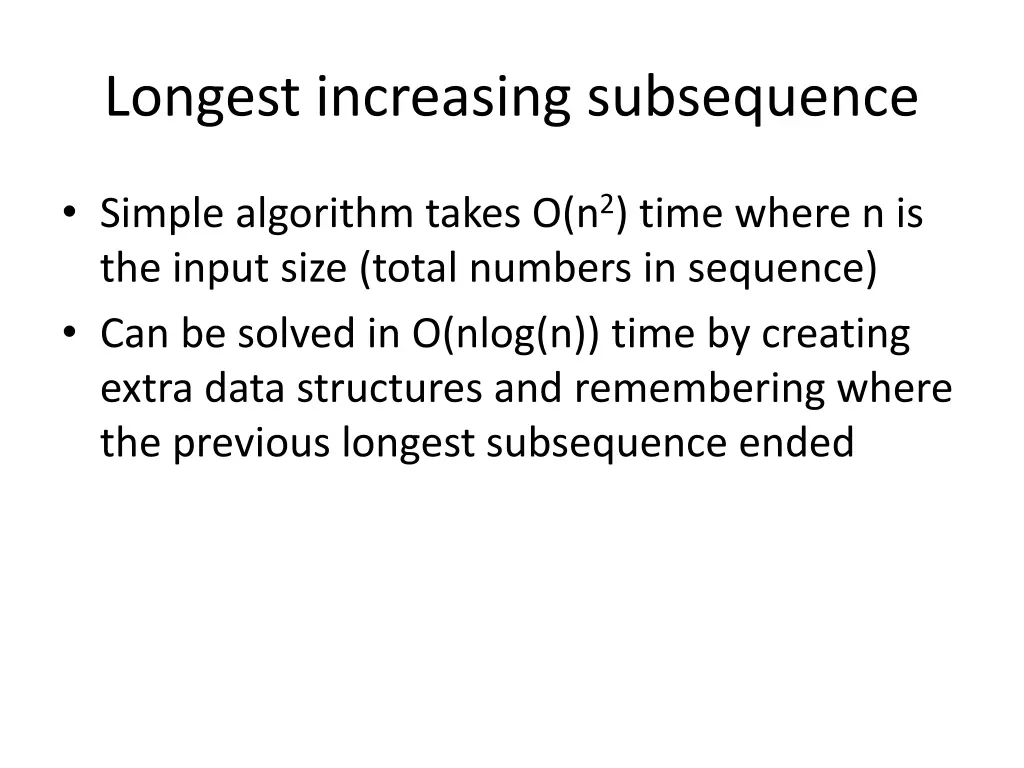 longest increasing subsequence