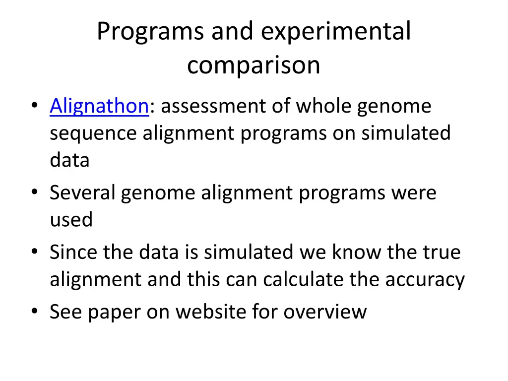 programs and experimental comparison