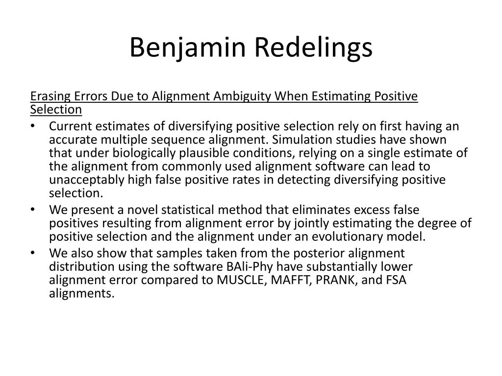 benjamin redelings