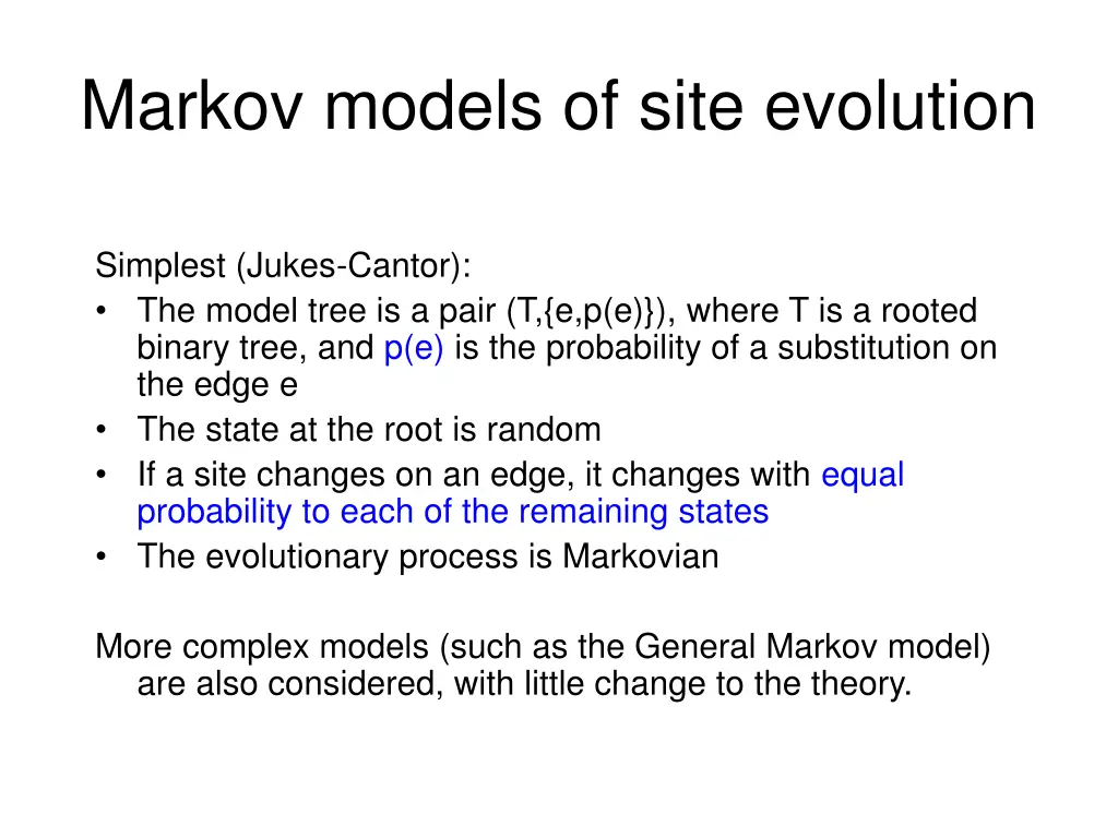 markov models of site evolution