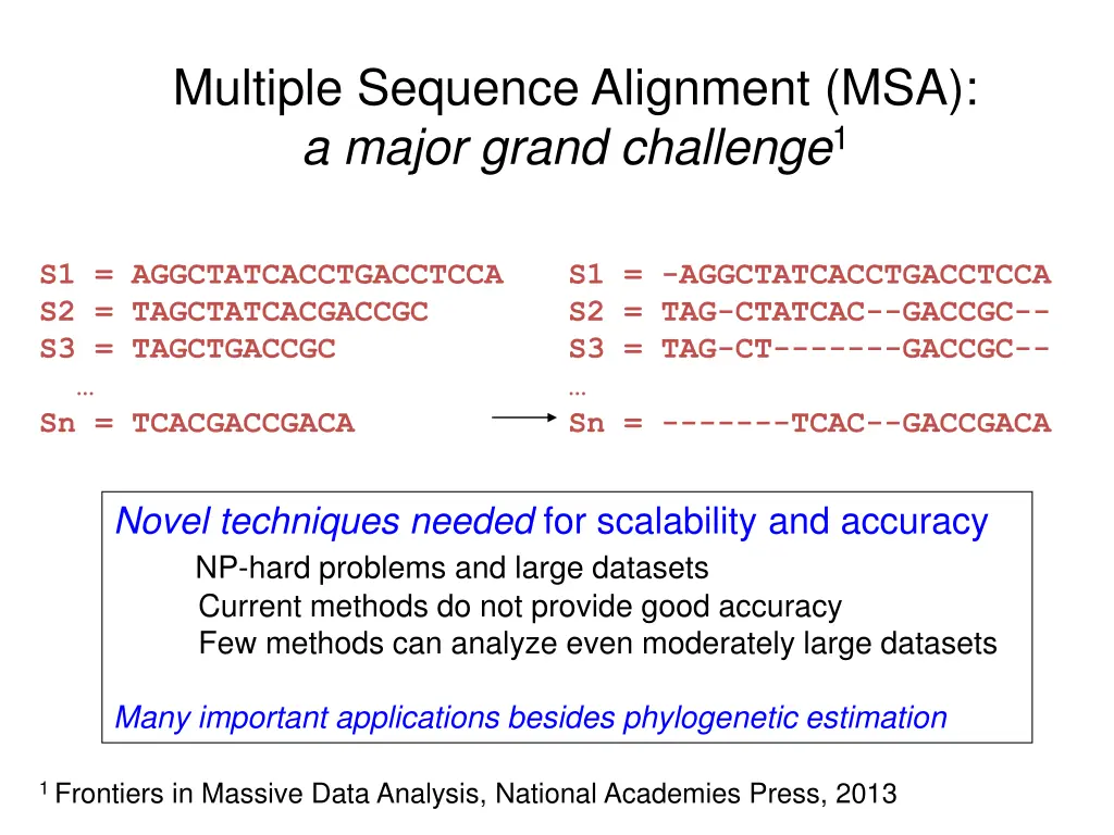 multiple sequence alignment msa a major grand