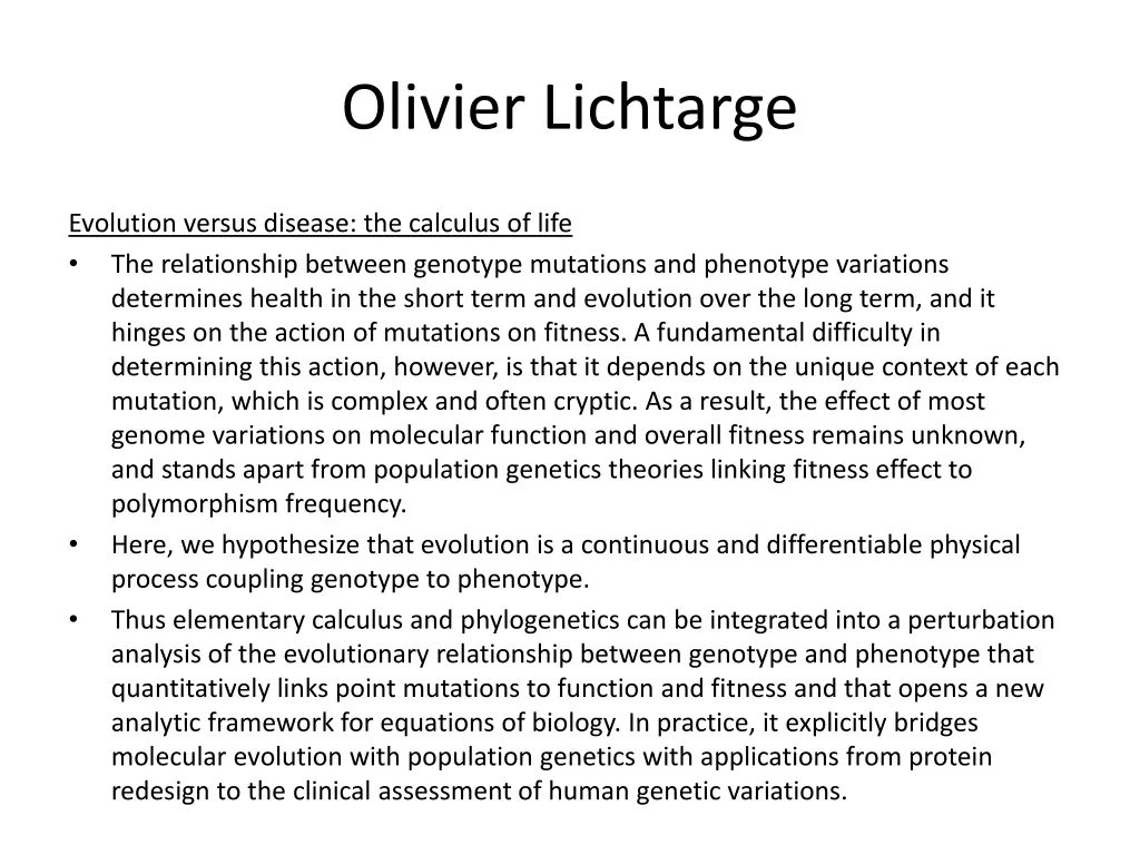 olivier lichtarge