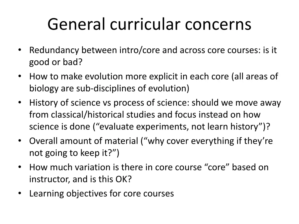 general curricular concerns