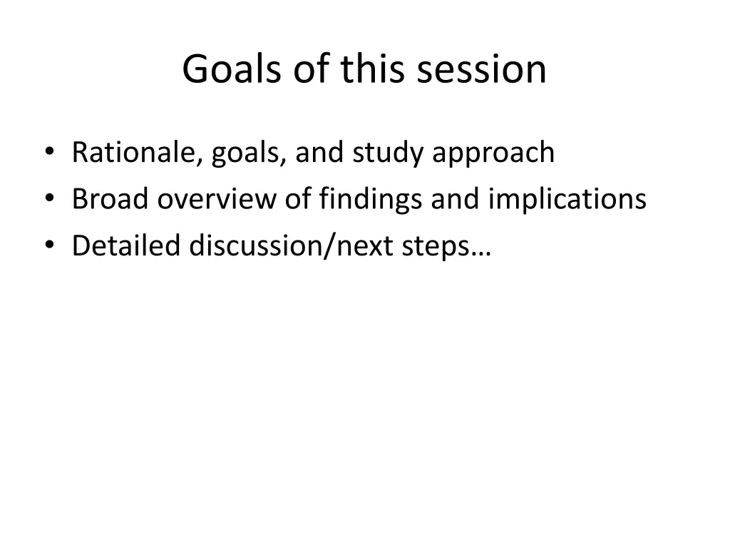 goals of this session