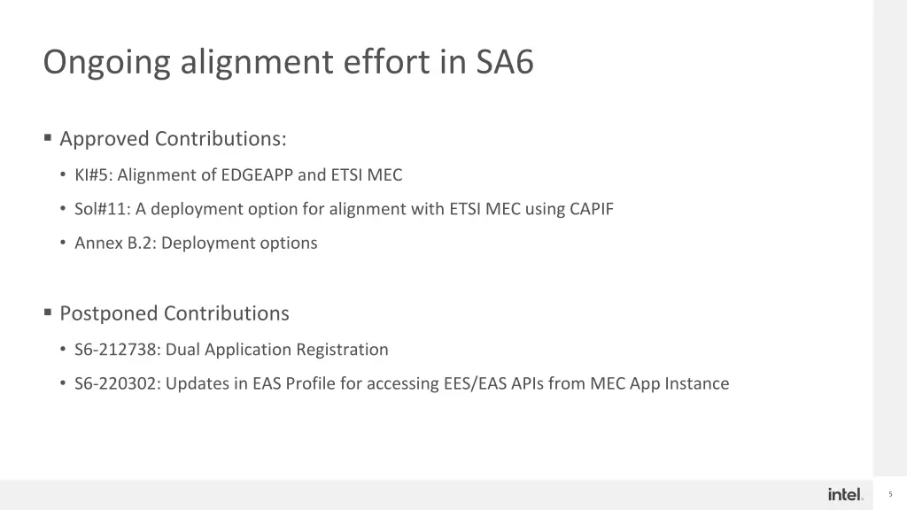 ongoing alignment effort in sa6