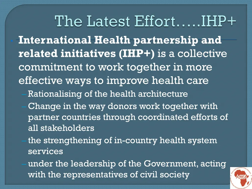 international health partnership and related