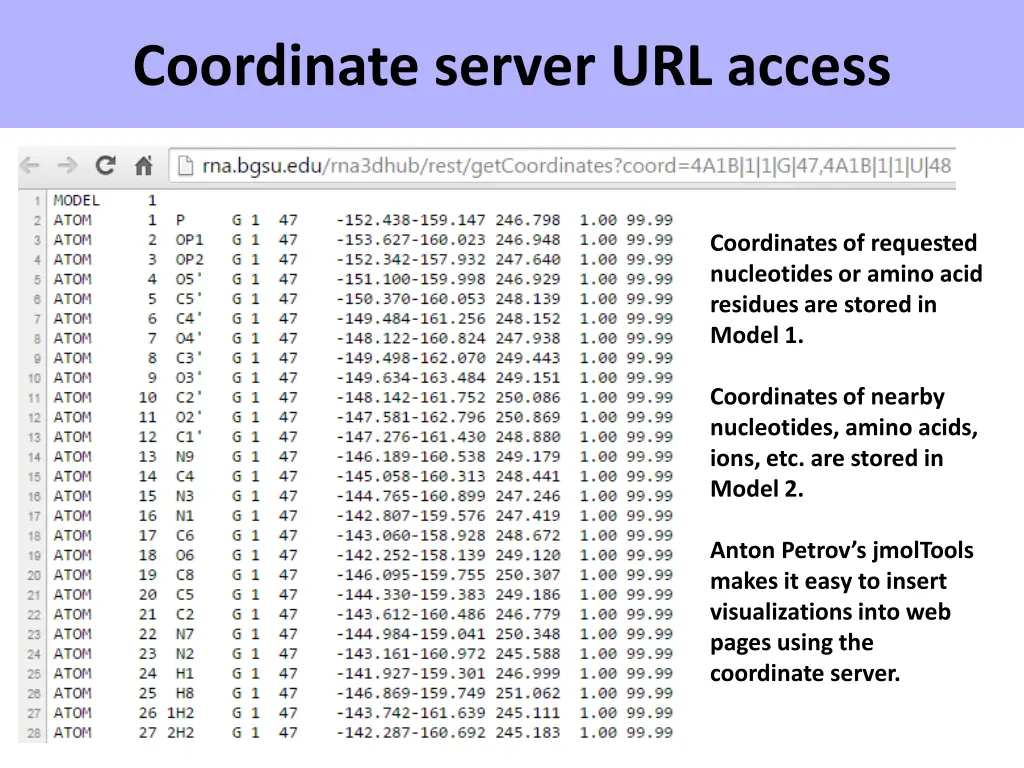 coordinate server url access