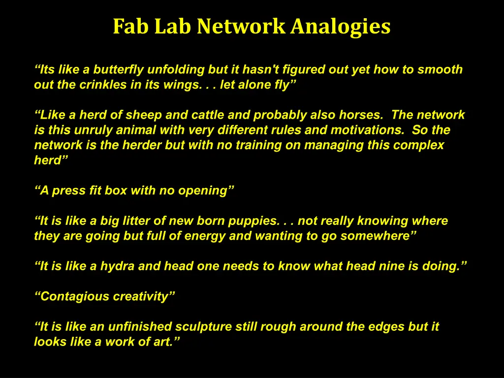 fab lab network analogies